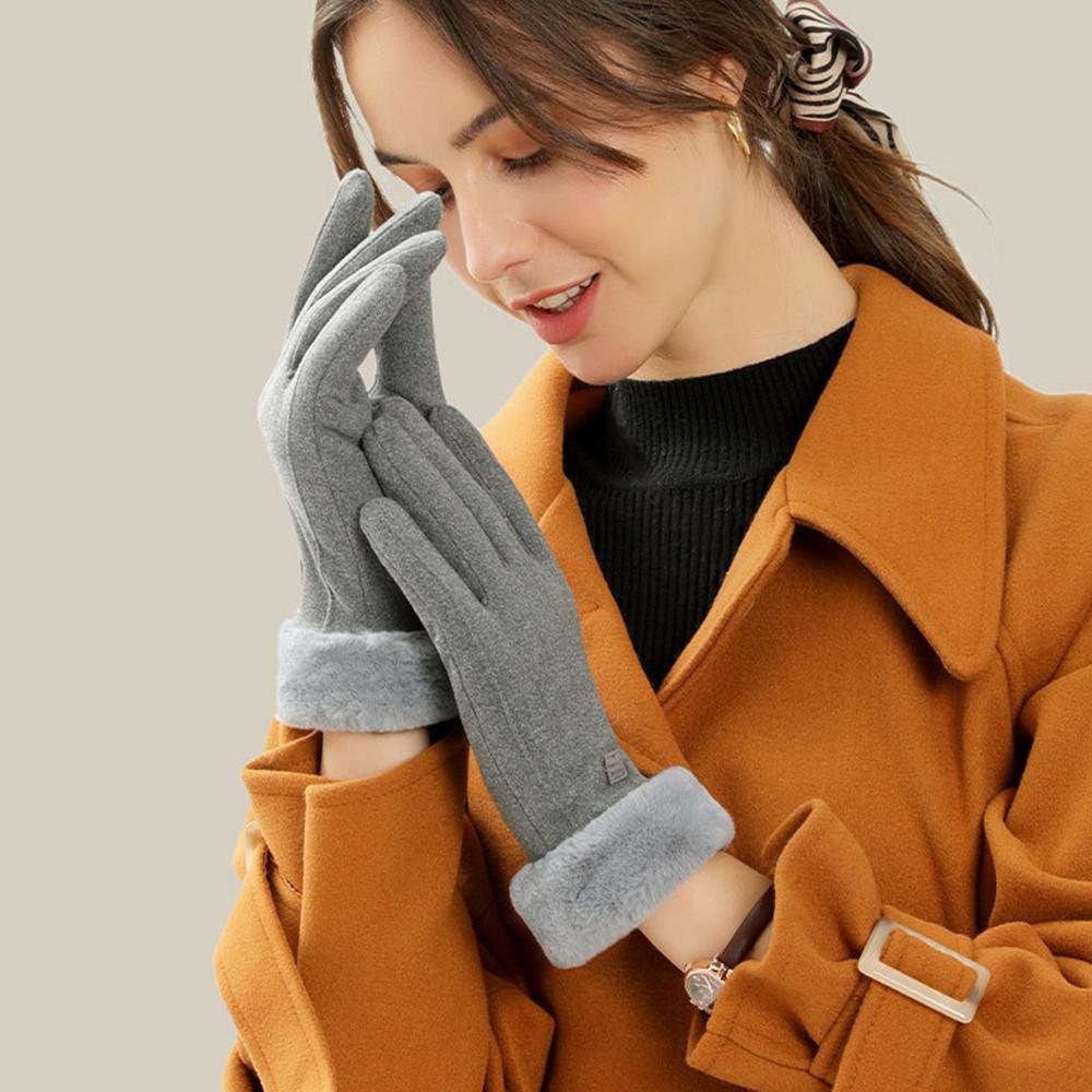 

Зимние женские толстые кашемировые теплые перчатки, модные перчатки с полным пальцем для сенсорных экранов, для спорта на открытом воздухе, для езды на велосипеде, ветрозащитные перчатки для вождения