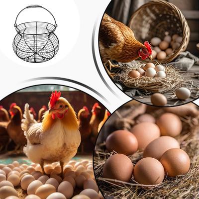 Egg Gathering Basket Vintage Woven Storage Stand With Handle Counter Egg Holder For Kitchen Picnic Farmhouse Harvest Easter