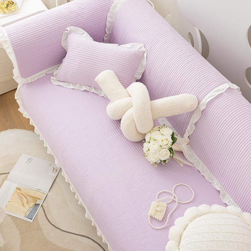 

Розовая подушка для дивана из чистого хлопка в стиле принцессы, универсальная противоскользящая подушка сиденья Four Seasons, простой чехол в полной комплектации, ткань для покрытия 70*70