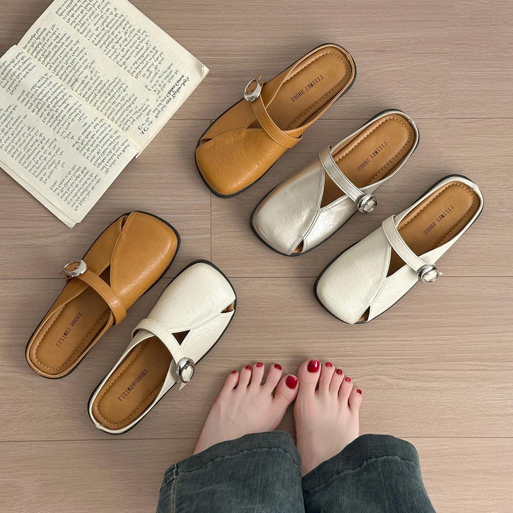 Fashion Shoes Cover Toe Ladies' Slippers Slipers Women Loafers Summer Peep Flat 2025 Slides Shoes Woman 2025 Cover Toe Slippers Summer P