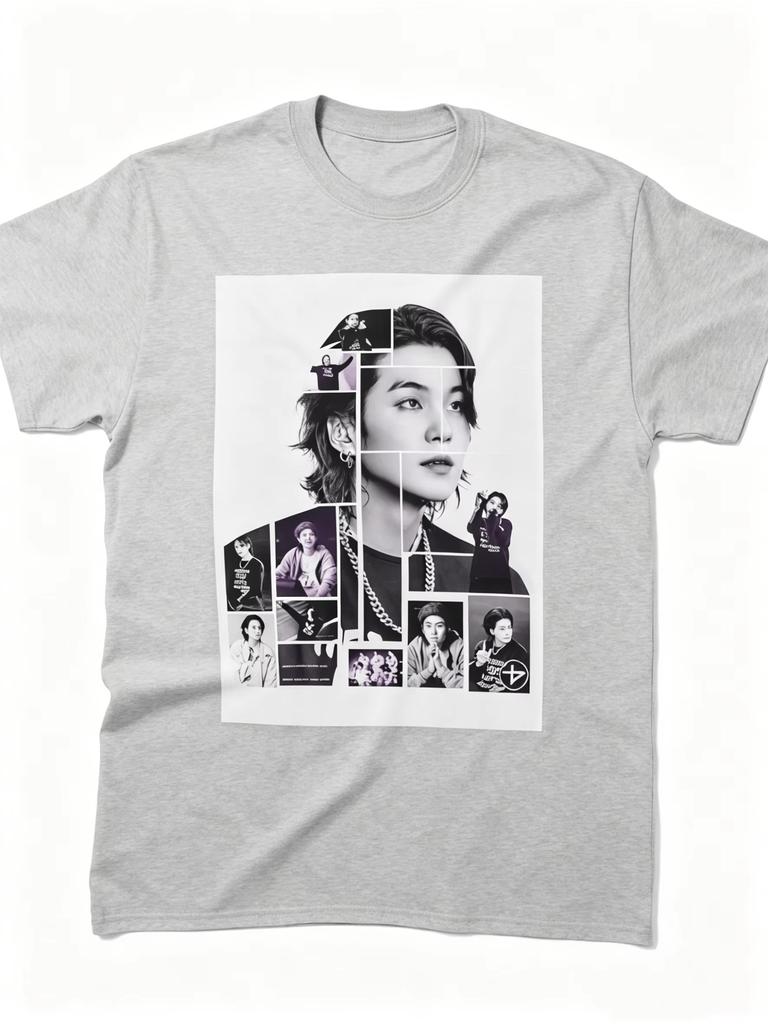 Min Yoongi SUGA BTS Collage Classic Fan Gift T Shirt 2026 Summer Mens Cotton Y2K See Through Women And Men Comfortable T-shirt