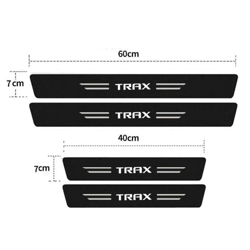 Carbon Fiber Door Sill Protector Stickers For Chevrolet TRAX Front Rear Threshold Decals Rear Trunk Bumper Guard Accessories amw123