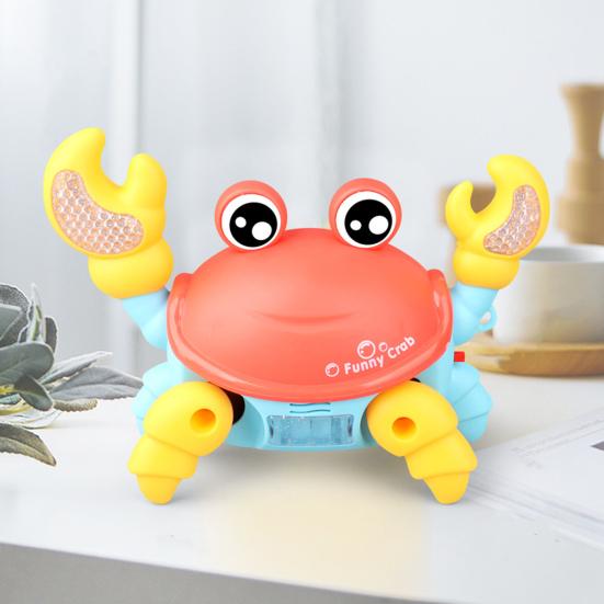 Electric Crab Toy Light And Music Battery Powered Pull String Cute Crab Walking Laterally Educational Interactive Toys Boys Girls Walking