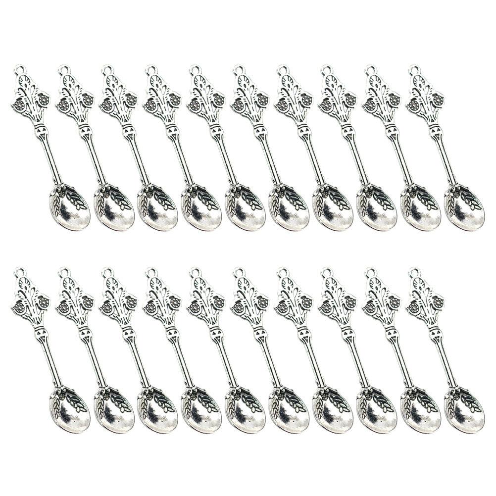 

20Pcs Alloy Carved Spoon Pendants Charms DIY Jewelry Making Necklace Bracelet Keychain Accessories Alloy Pendant Charm темно-коричневого кольору