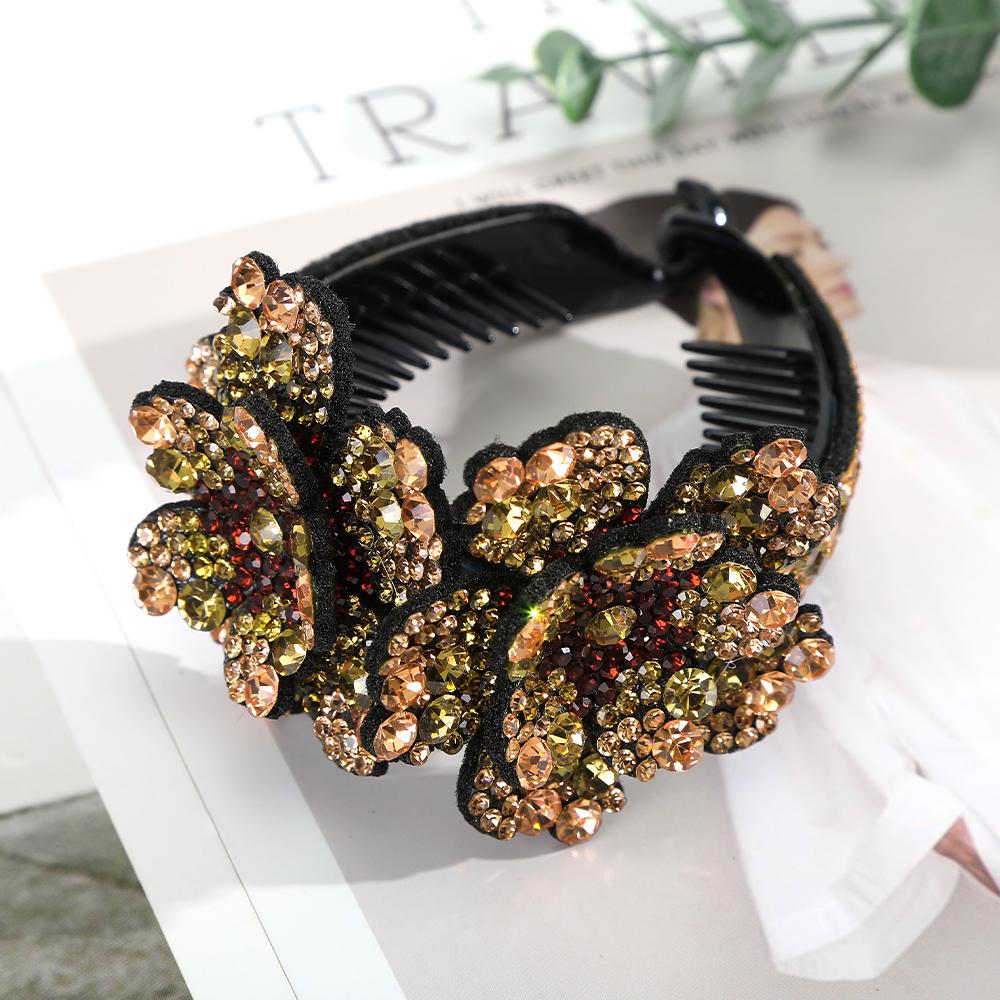 

Новые заколки-крабы для волос в виде хвоста для женщин, блестящие, с кристаллами и стразами, для пучка волос, модные, в виде цветка, заколки для волос, клипсы, аксессуары для волос