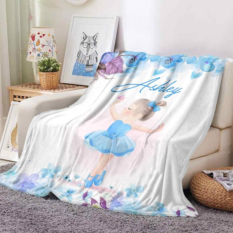 Pink Cartoon Unicorn Blanket Baby Girl Boy Linen Flannel Blanket Personalized Family Friend