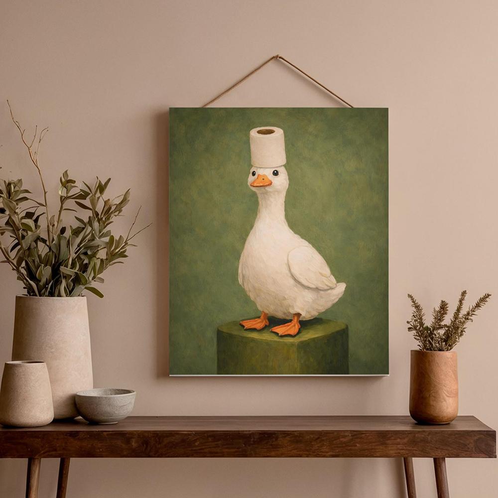 Poster Anatra Divertente, Stile Vintage Pittura su Tela per Parete del Bagno Poster con Citazione Divertente Toilette Wc Decorazioni per la Casa Stampe