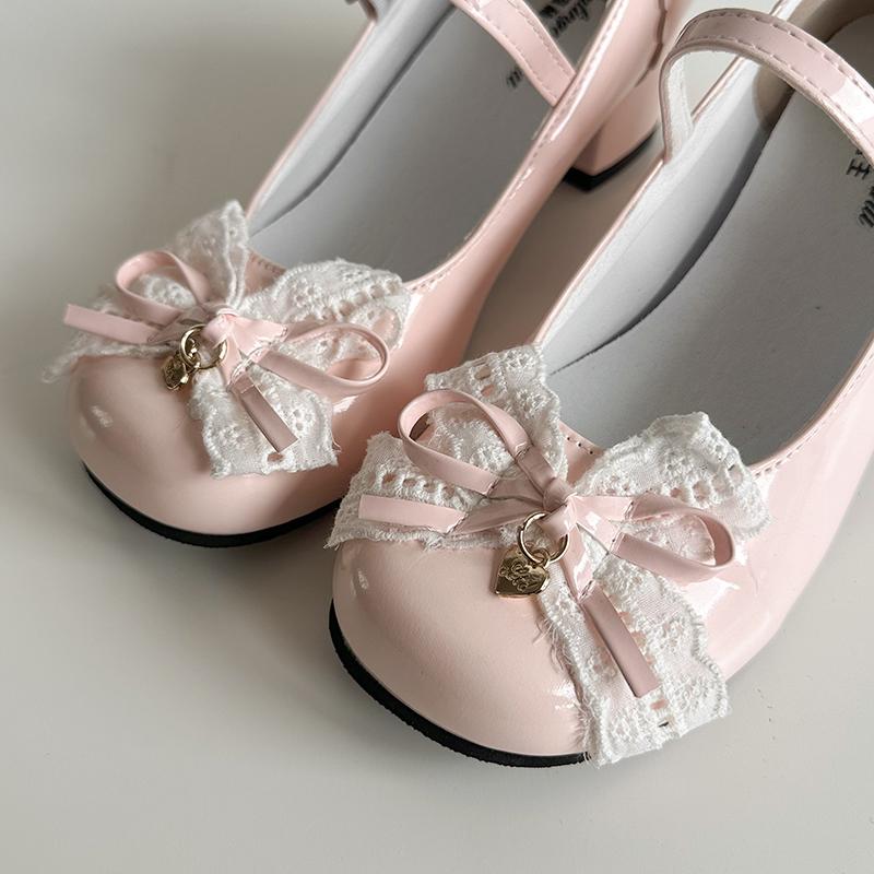 Modedesign Schleife Damen Lolita Mary Jane Schuhe Prägnante Dicke Ferse Lederschuhe Damen Outdoor Kleiderpumps