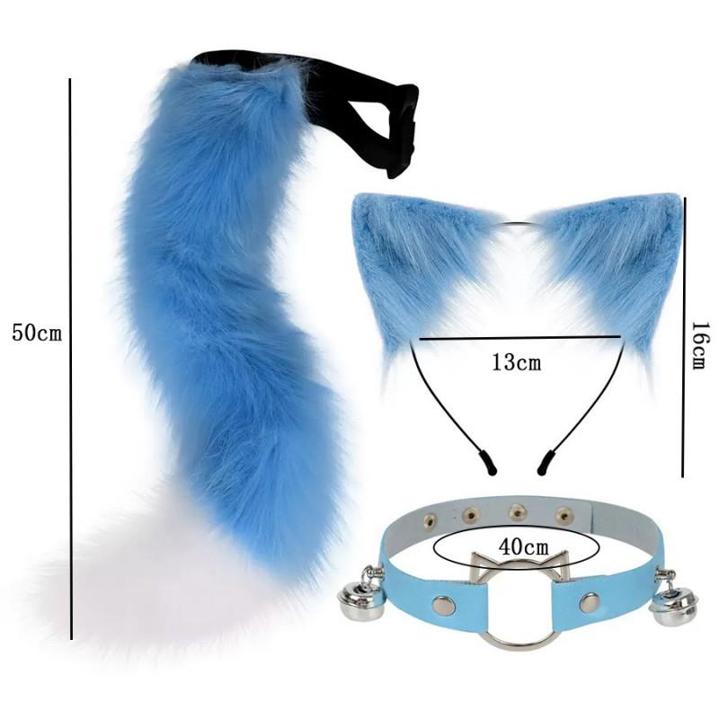 Furry Animal Ear Headband Tail Set Cosplay Costume Accessory Anime Convention Party Adult