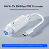 Type C POE Splitter 48V to 5V Power Converter 100Mbps Data for Security Cameras High Efficiency Voltages Conversion