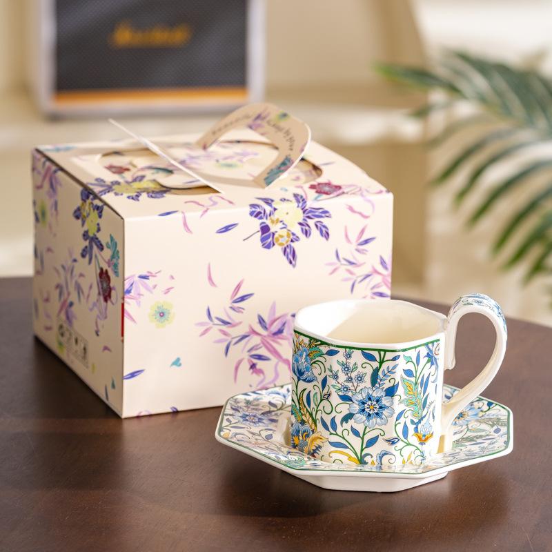 Retro American Coffee Cup And Saucer Set Couple Cup Internet Celebrity Afternoon Tea Cup Ceramic Lady High Value Cup Gift Box