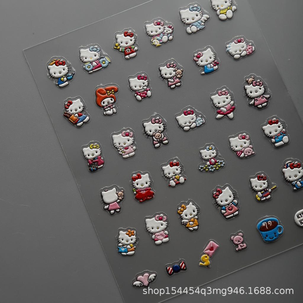 5D Embossed Cute Cartoon Anime Nail Stickers for DIY Manicure