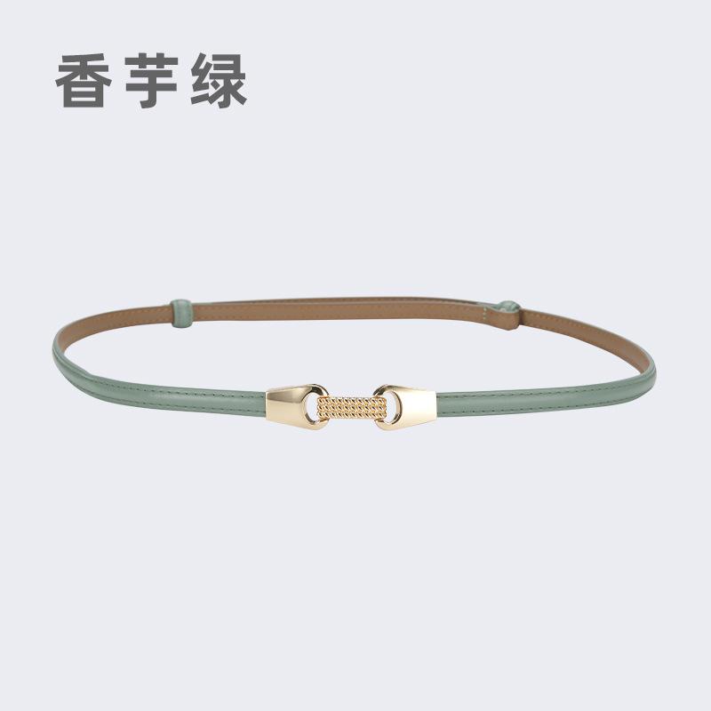 Fine Belt Women'S Leather Button Belt Women'S Casual Pants Belt Chain