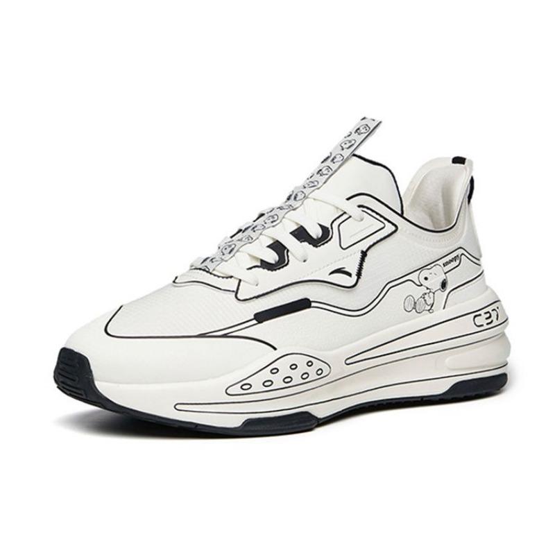 SNOOPY X Anta C37 Series Comfort Cushioned Slip-Resistant Wear-resistant Low-top Running Shoes Men's Black White 912128081-10