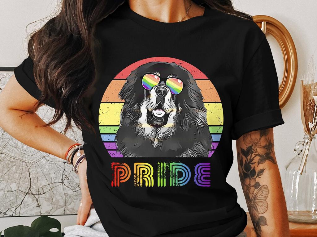 Mastiff Pride Dog T-Shirt, Rainbow Glasses Pup Graphic Tee, LGBTQ Support Casual Shirt, Fun Canine Lover Top, Unique Pet Pride Wear Unisex