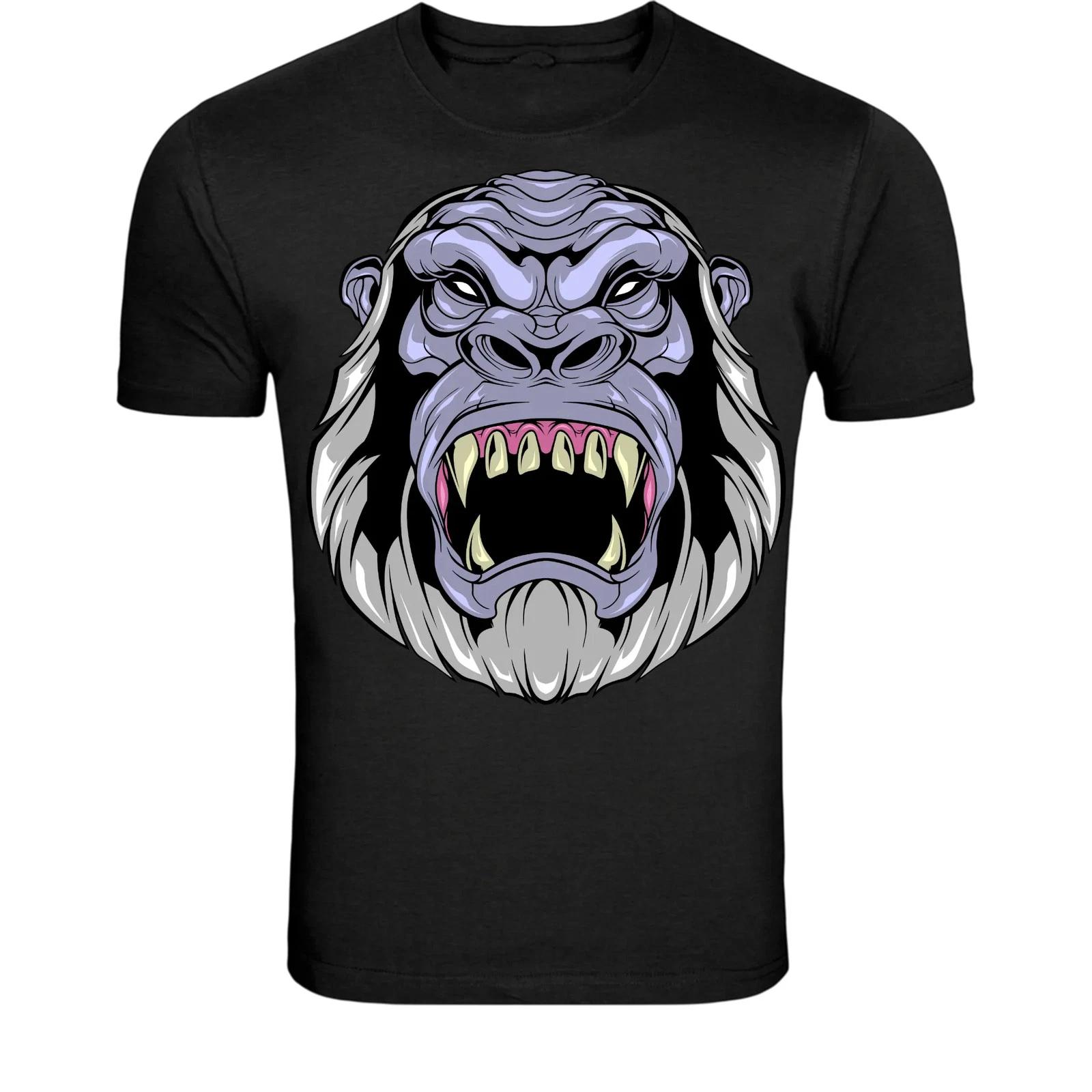 Футболка с головой злой гориллы - Графическая футболка с изображением свирепого обезьяноподобного существа S