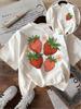 Cute Strawberry T Shirt Funny Fruit Flower Graphic Double Sided Print Unisex Harajuku Aesthetic Loose Short Sleeve Summer Tops
