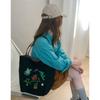 Vintage Plant Embroidered Double-sided Canvas Bag Large Capacity Canvas Bag Fresh Dual-purpose Student Bag Commuter Bag