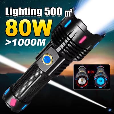 Torce LED ad Alta Potenza 18650 Fluorescenza Torcia Più Potente Lunga Portata 1000m Lanterne Ricaricabili