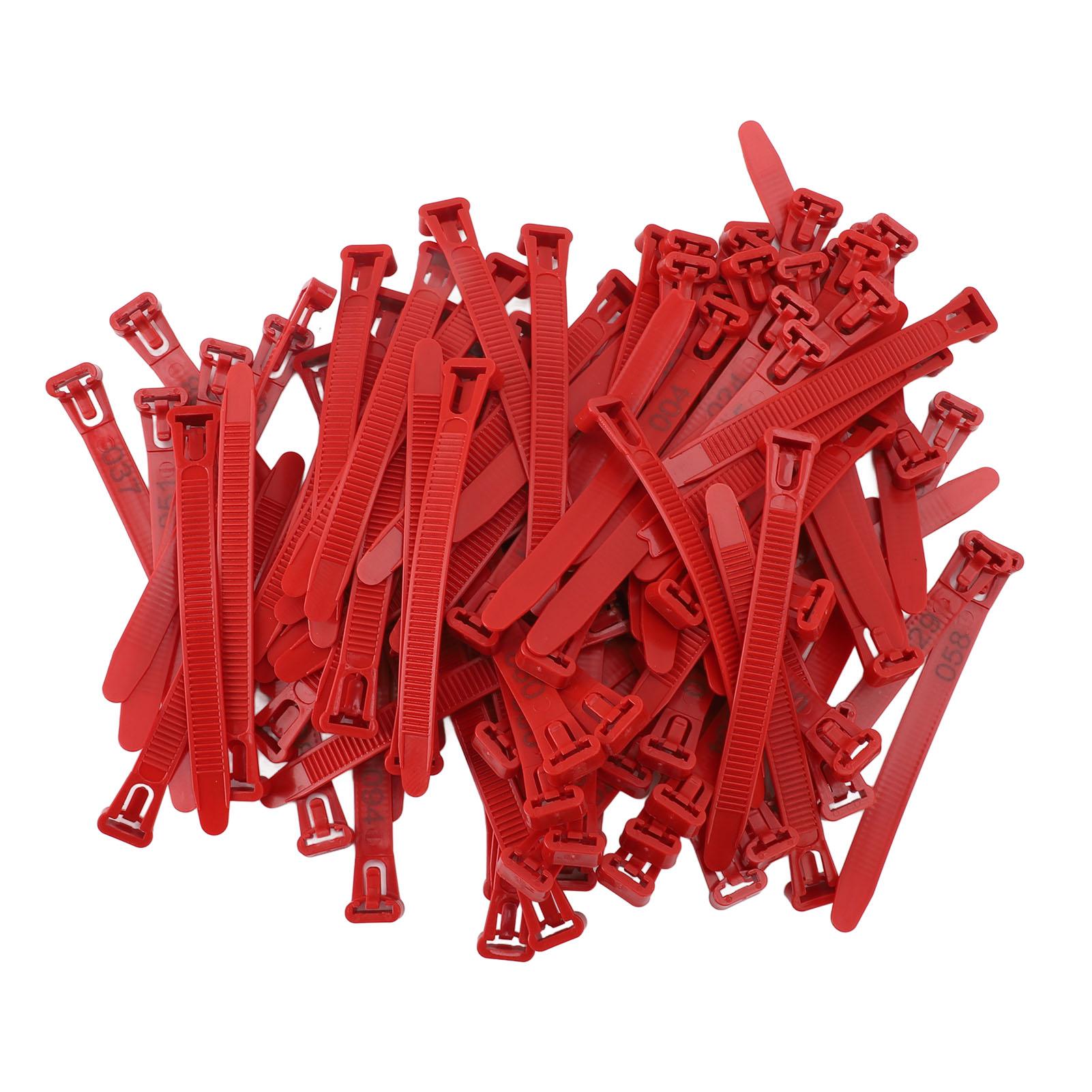 

100pcs Chicken Leg Bands Adjustable Fadeless Numbered Poultry Identification Leg Tags for Duck Goose красный