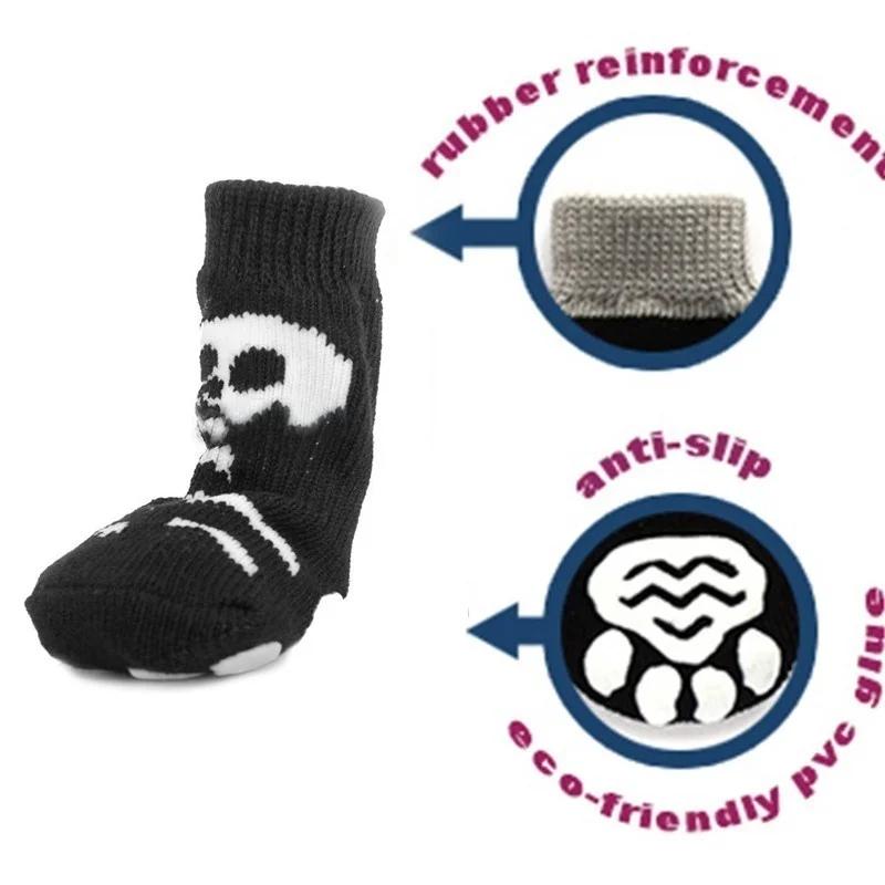 4KS Protiskluzové psí boty Pletené ponožky pro mazlíčky Bavlna Malé Střední Mazlíčci Botičky Protiskluzová podrážka na tlapky Psí Kočičí Štěně Psí boty M L XL