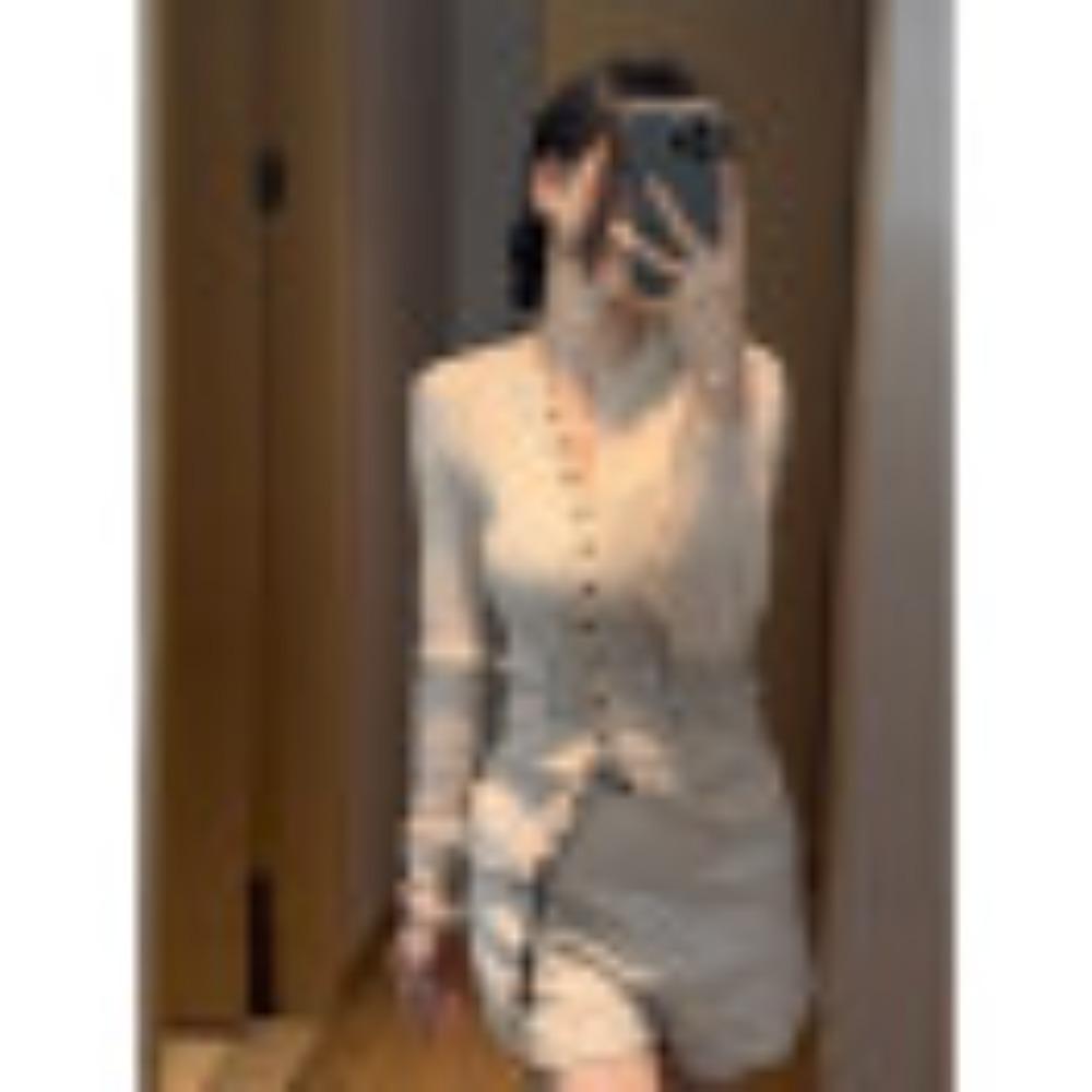 Petite, Elegant, Figure-hugging, Long-sleeved Lace Sweater for Women's Autumn and Winter, A Versatile Knitted Sweater for Hot Girls