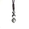 16MM Tiger Eye & Obsidian Crystal Pendant Necklace - Unisex Agate Ornament