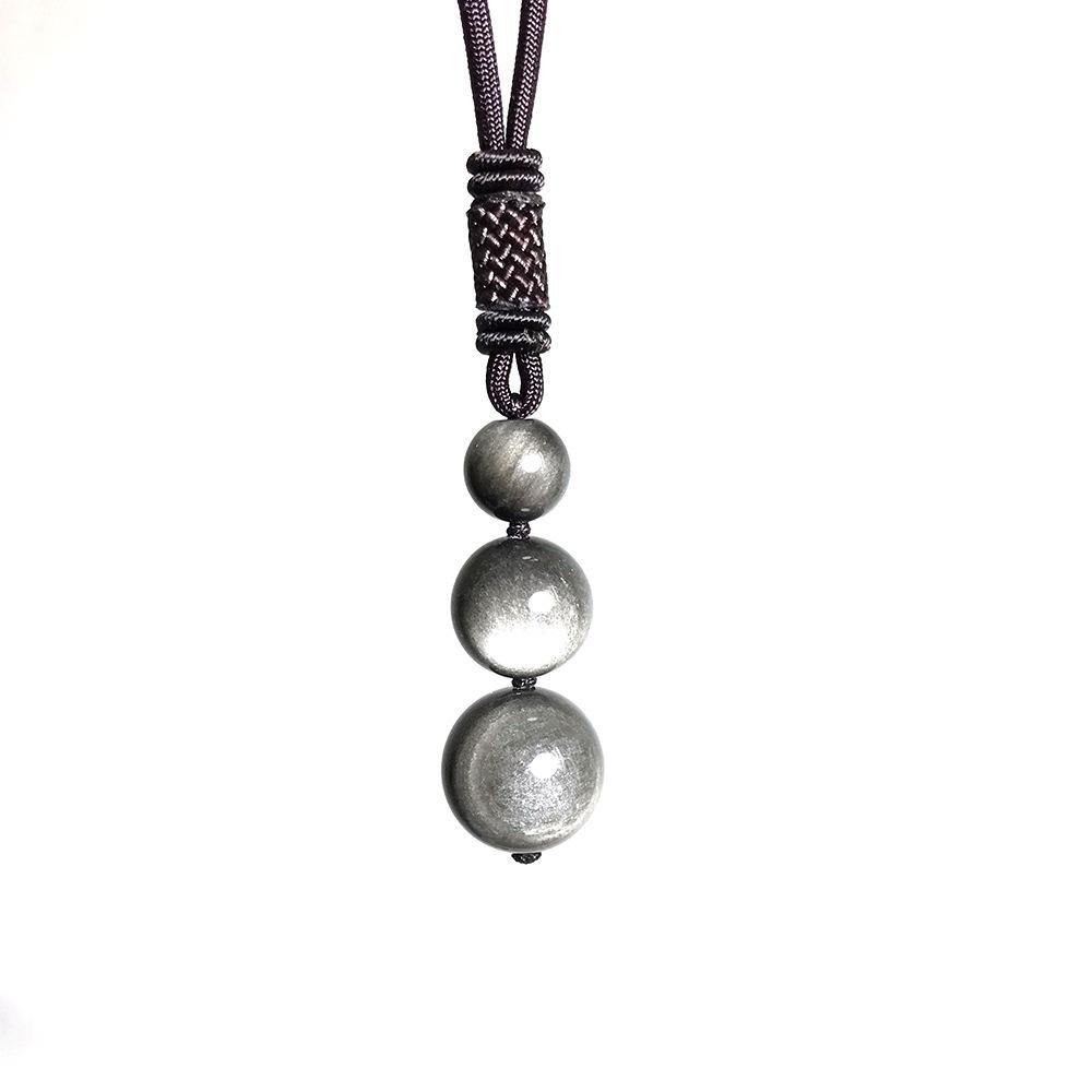 16MM Tiger Eye & Obsidian Crystal Pendant Necklace - Unisex Agate Ornament