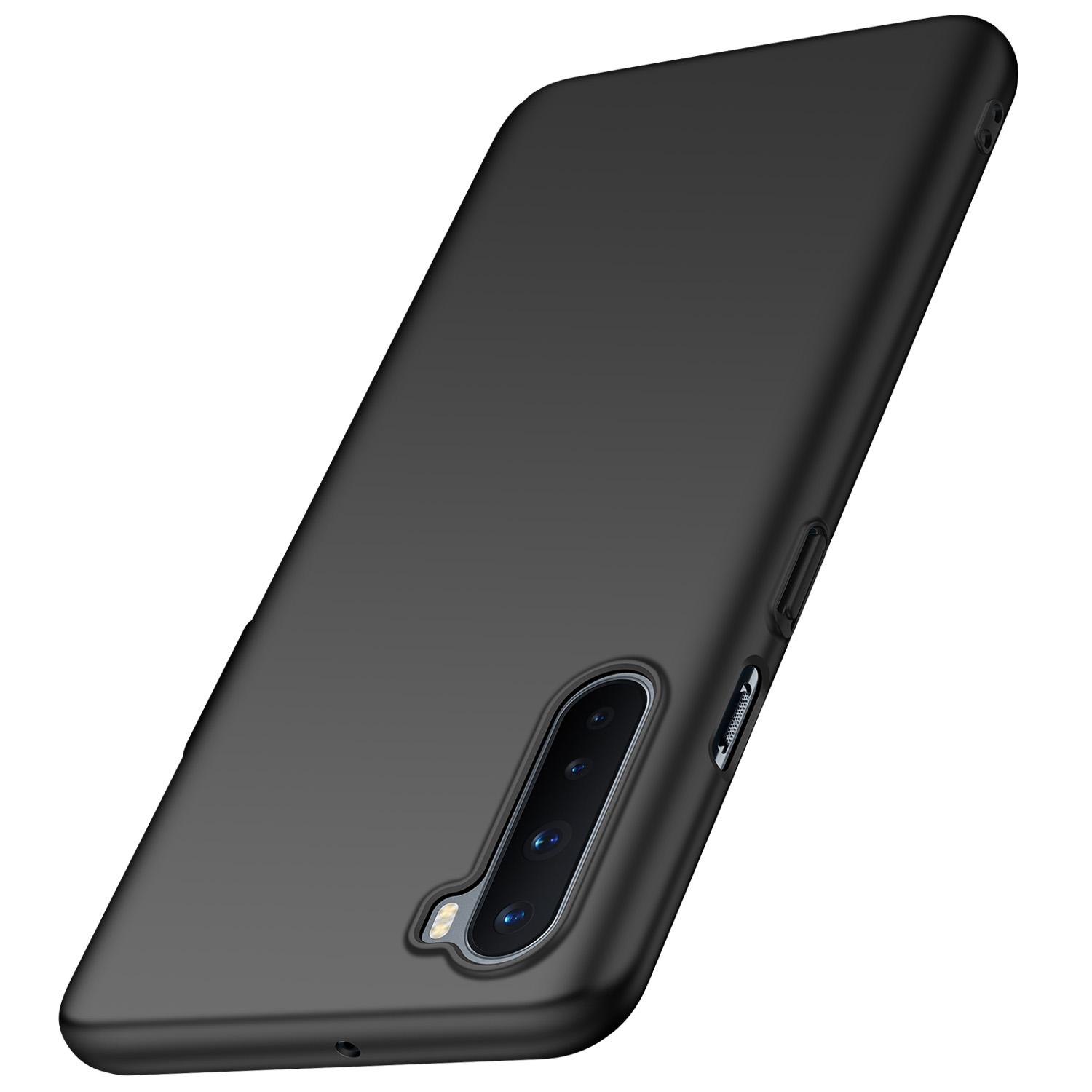 

Anti-scratch PC Case for OnePlus Nord,Slim Fit Comfortable Touch Feeling Solid Color Cell Phone Back Cover Black