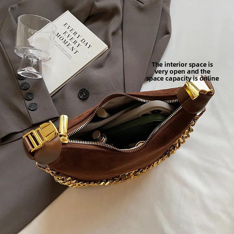 French Style Versatile Suede Handbag Women's Casual Crossbody Bag Retro Texture Single Shoulder Bag Neutral Minimalist Style