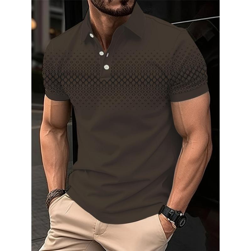 2026 Summer New Style Men's Short-Sleeved Polo Shirt with 3D Pattern Printing for Street Casual Fashion and Breathability