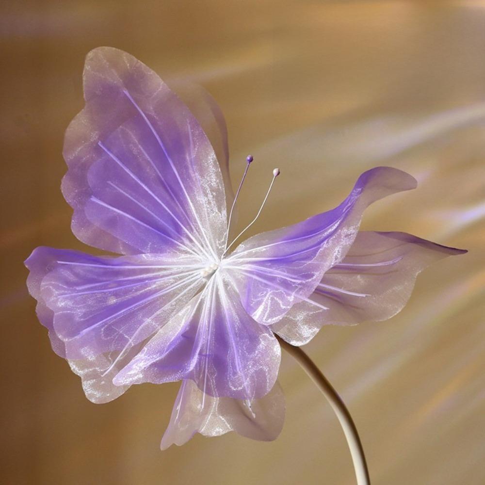 Flower Pattern Artificial Butterfly Gradient Color 3D Silk Yarn Butterfly Wedding Party Decoration
