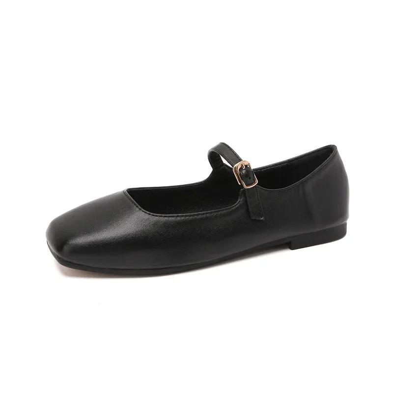 Fashion 2025 Elegant Woman Square Toe Lolita Lady Barefoot Boat Gold Flats Elegant Soft Sole Ballerina Party Mary Jane Shoes