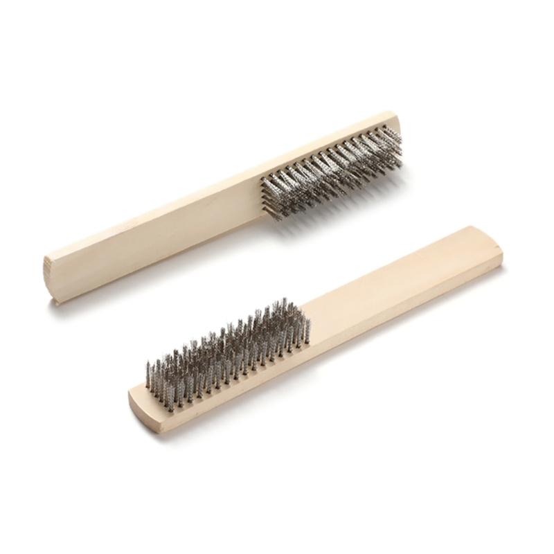 12 Piece Wire Brush Copper/Steel Brush File Cleaning Brush Timber Handle Steel Rust Removal Polishing Brush for Home