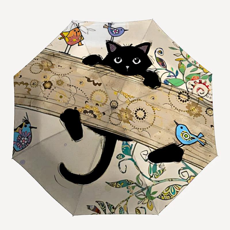 

1pc Cat Flowers Automatic Open/Close Umbrella Compact Folding Umbrella, All-Season Portable Umbrella for Women/Men F1124056