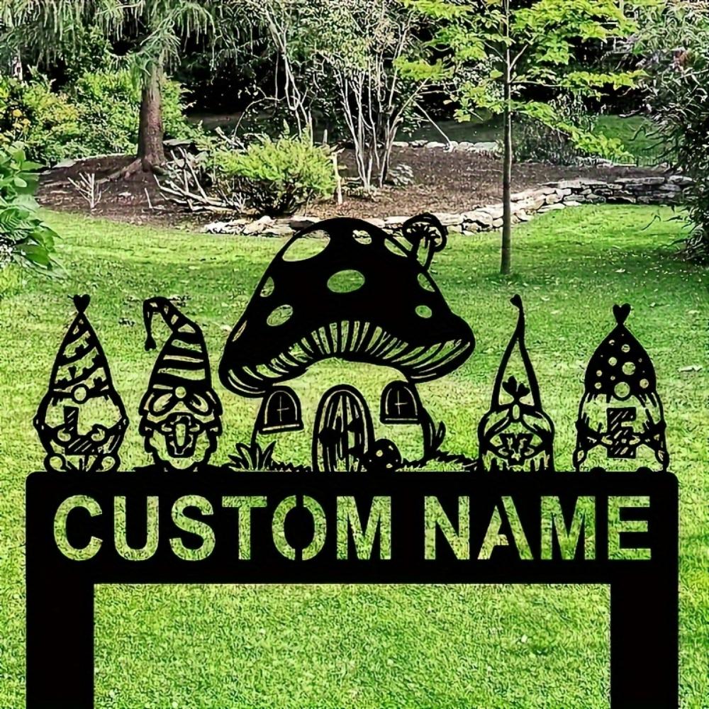Unique Customizable Art Deco Mushroom House Garden Stake Metal Lawn Ornament Durable Home Valentine Gift