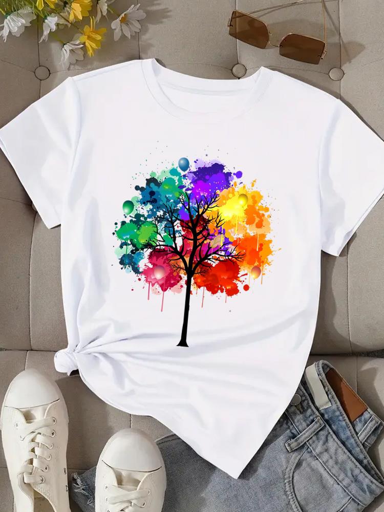 (Asian Size) Print trend love style cute  Fashion Female Tee Top Women Clothing T Shirt Woman Short Sleeve Graphic T-shirts
