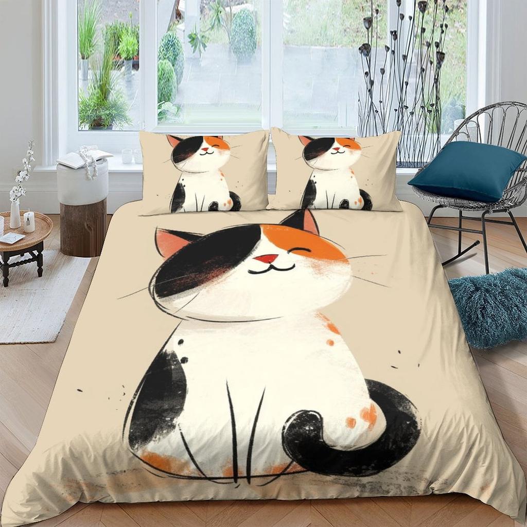 Cat Comforter Covers Printed Quilt Cover Duvet Cover Bedding Set For Children'S And Adults Warm Soft Breathable And Comfortable