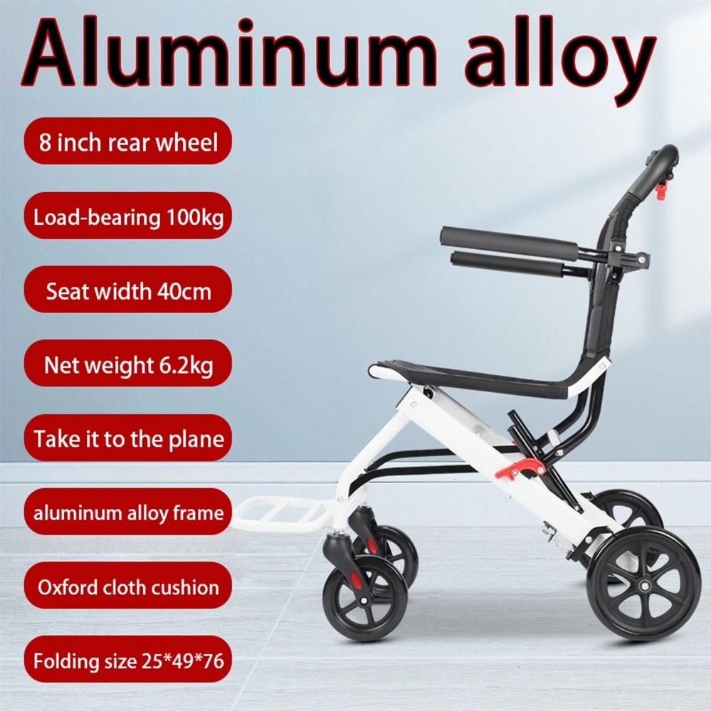Outdoor Portable Wheel Chair Old People Hand Push Travel Trolly Foldable Wheelchair With Footrest Armrest Ultra Lightweight