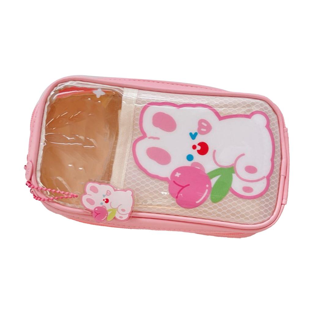 Cartoon Pencil Case Cute Pattern PVC Transparent Multi Layer Storage Waterproof Pencil Pouch Box Org