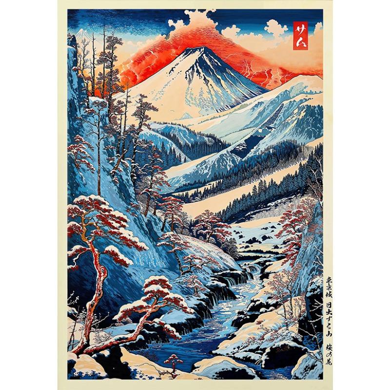 Tokyo Landscape Anime Illustration Print Japanese Night Scene Poster Fuji Vintage Painting Style Art Decor Canvas Wall Art Retro