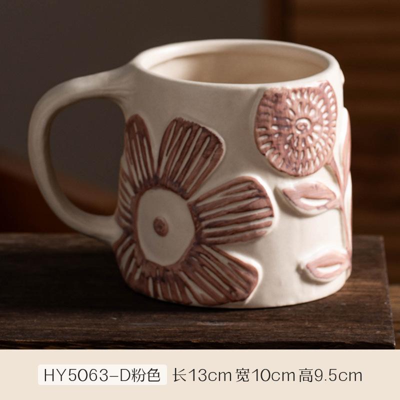

Винтажная классическая керамическая кофейная чашка с цветочным узором, с неровным рисунком, офисная чайная чашка, классическая чашка для напитков, кружка для молока, домашняя кружка большой вместимости 201-300ml