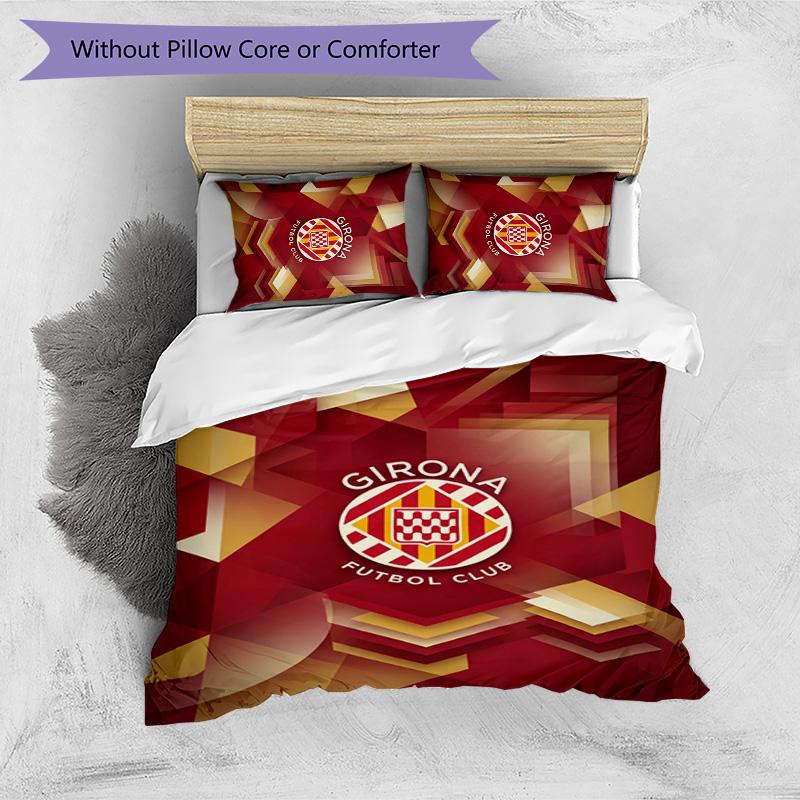 Girona FC Printed 3PCS Bedding Set Breathable Duvet Cover with Pillowcases Decorative Bed Linen for Bedroom Home