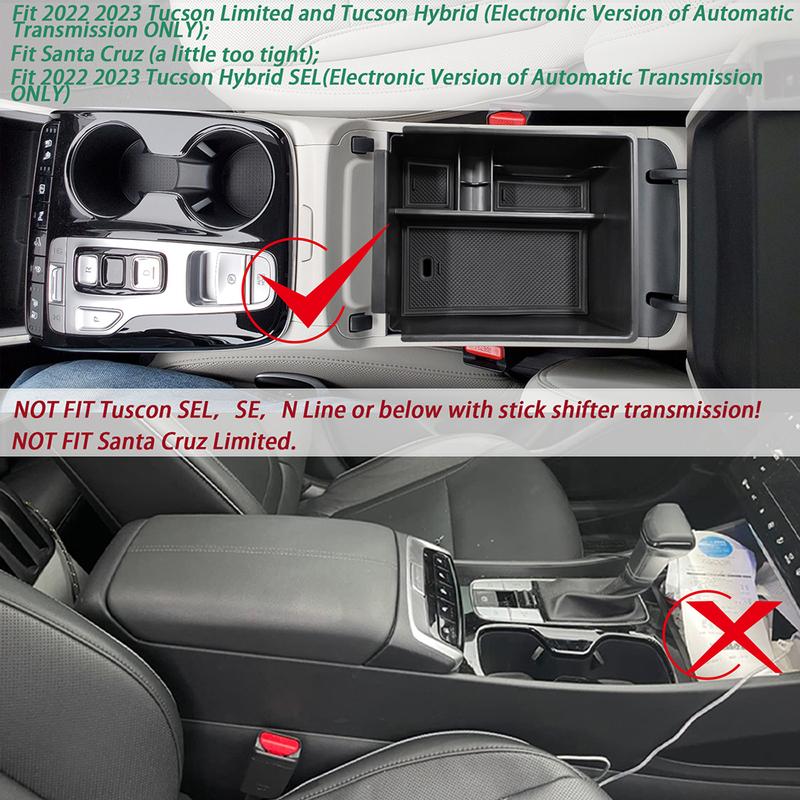Center Console Organizer for   2024 Hyundai Tucson Limited and Tucson Hybrid Accessories, Push Button Transmission Only