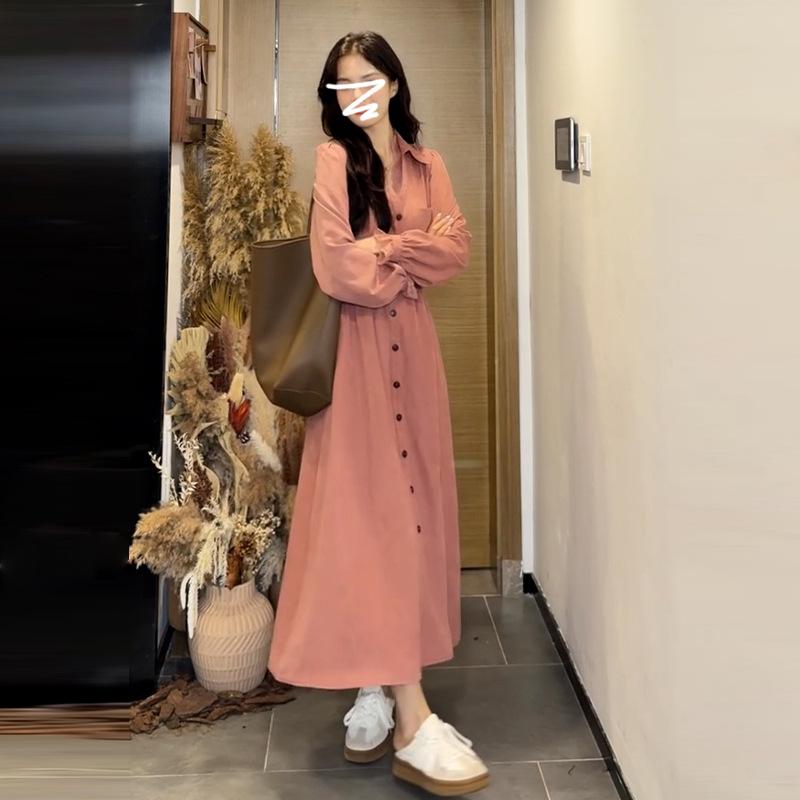 

Women s French High-End Pink Long-Sleeve Dress - Petite Fit, Early Autumn 2025 Collection S рожевий