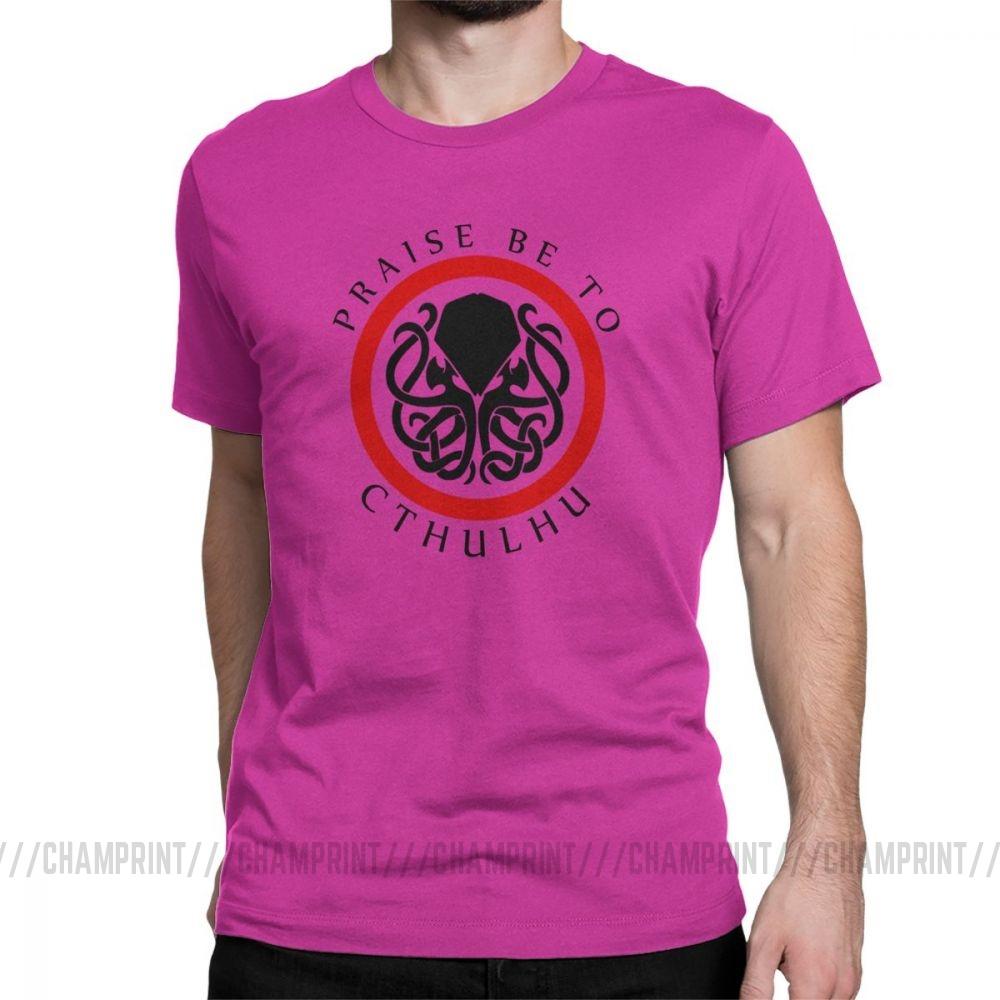 Praise Be To Cthulhu Cool T Shirts For Men Crewneck Cotton T Shirt Short Sleeve Tee