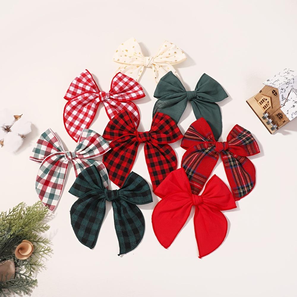 1pc Multi-style Christmas-themed Bow Red Plaid Hair Clip Plush Fabric Design Suitable Festive Parties Daily Outings Street Wear