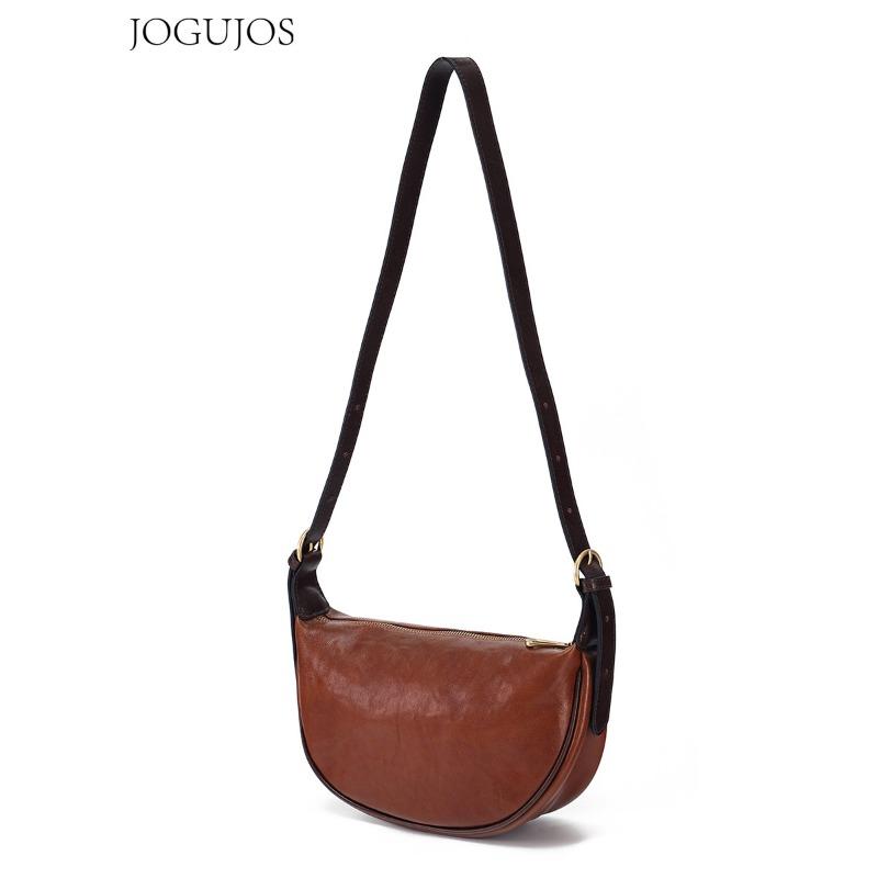 

JOGUJOS vegetable tanned leather women s dumpling bag retro leather messenger bag casual versatile women s shoulder bag