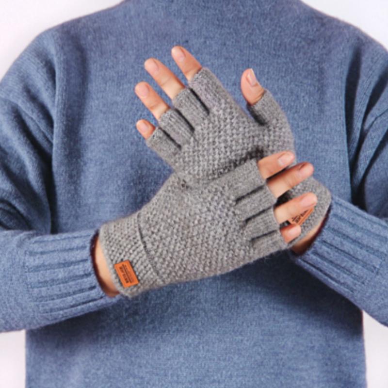 1 Paar Schwarze Unisex Halbfinger Fingerlose Handschuhe Für Damen Herren Wolle Strick Handgelenk Baumwolle Gothic Handschuhe Winter Warm Trainingshandschuhe