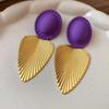 Chic Vintage Drop Earrings Color Blocking Exaggerated Earrings Leaf Pendant Earrings  Party